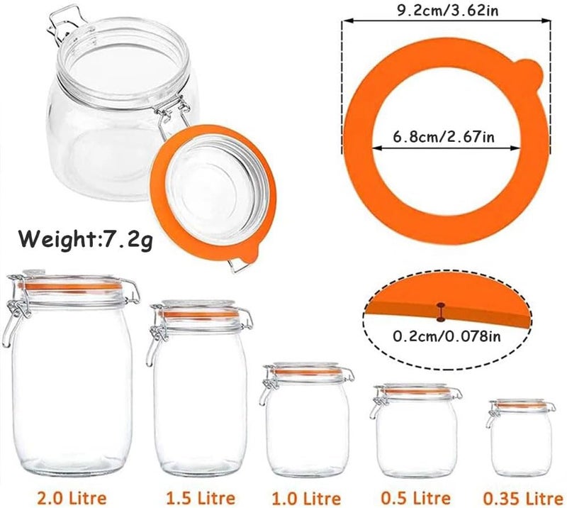 BICASUU 3.75" Rubber Seals for Glass Jars, Silicone Gasket Replacement for Mason Jars, Airtight Leakproof Gaskets Rubber Gasket Rings for Regular Mouth Canning Jar，Weck jars (6 Colors) (48pcs) - Image 2